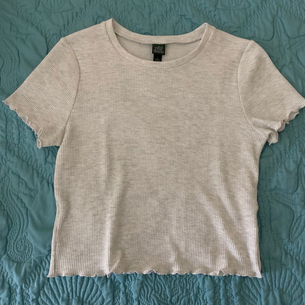 Wild Fable ribbed short tee with ruffled sleeves